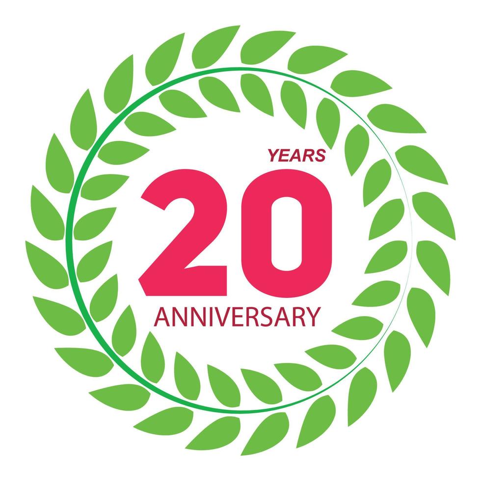 Template Logo 20 Anniversary in Laurel Wreath Vector Illustration