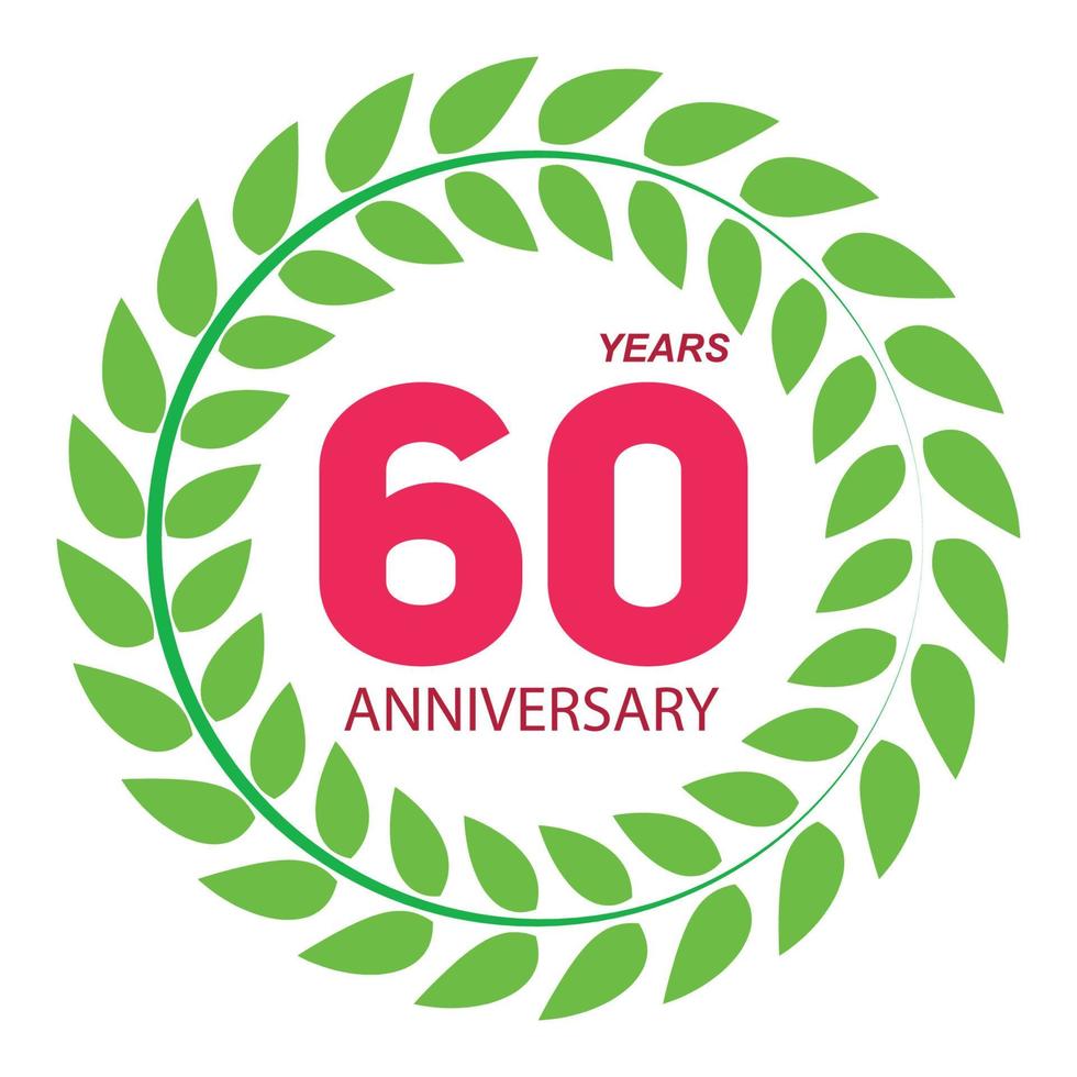 Template Logo 60 Anniversary in Laurel Wreath Vector Illustration