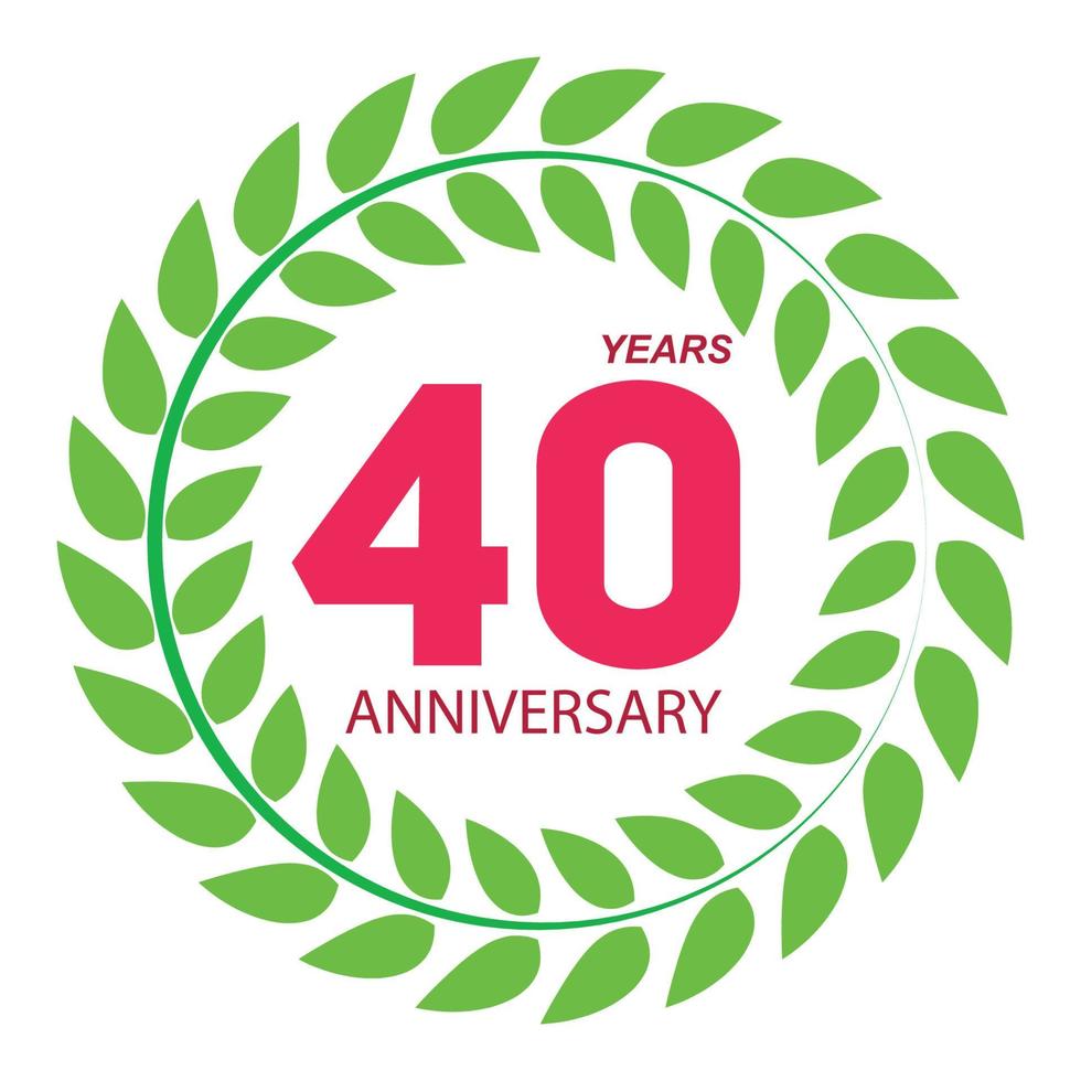 Template Logo 40 Anniversary in Laurel Wreath Vector Illustration