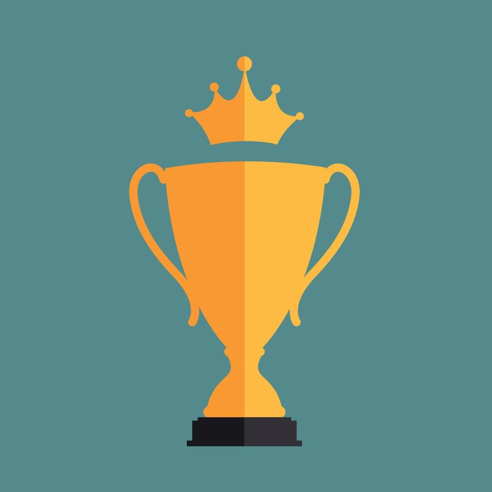 Gold Trophy Cup Winner with a Crown Vector Illustration