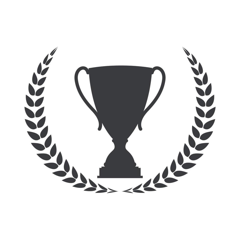 Silhouette of Trophy Cup Winner with a Laurel Wreath vector