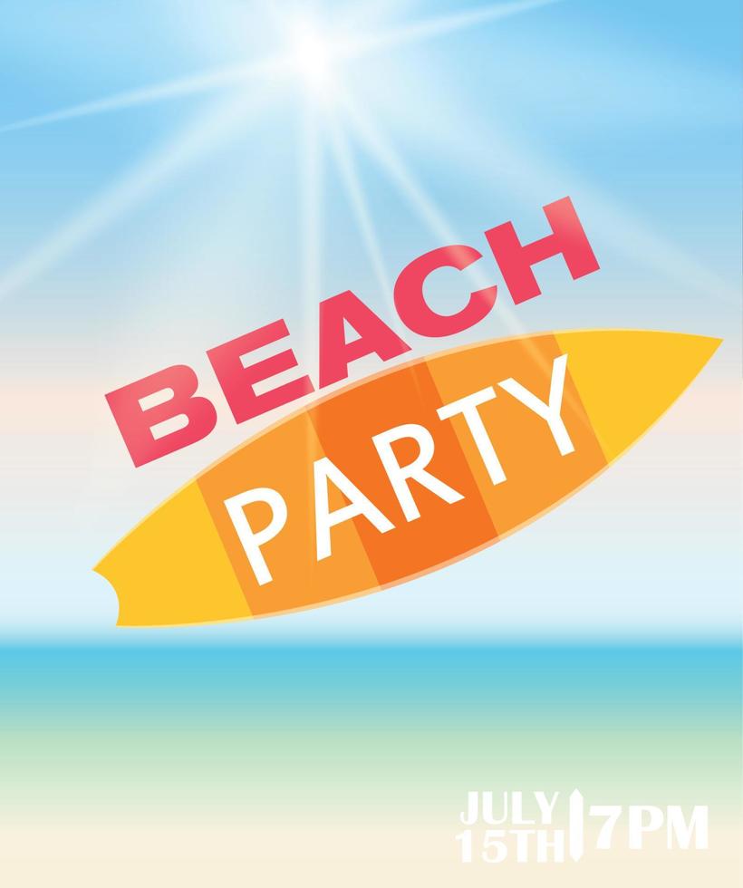 Ilustración de vector de cartel de fiesta de verano de playa