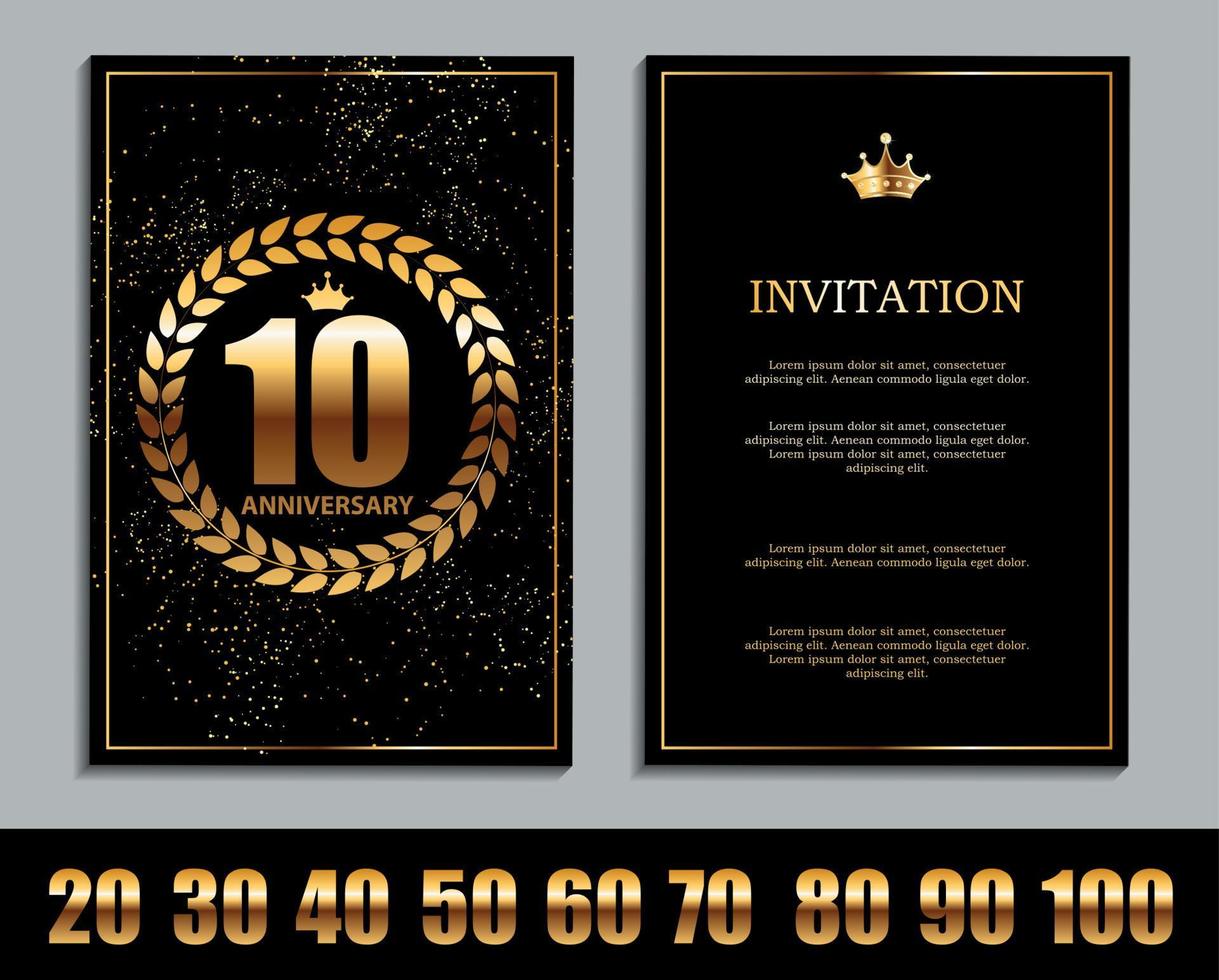 Luxury Template  Logo Set of Anniversary Celebration Invitation Vector Illustration