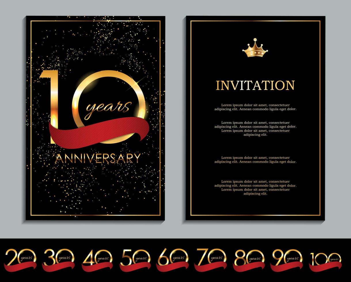 Luxury Template  Logo Set of Anniversary Celebration Invitation Vector Illustration