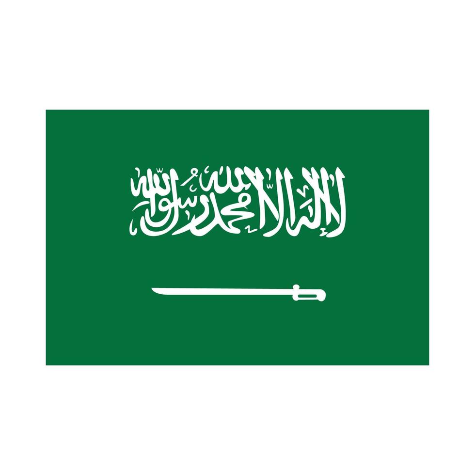 Green flag of saudi arabia with a sword. The correct size. Vector Illustration