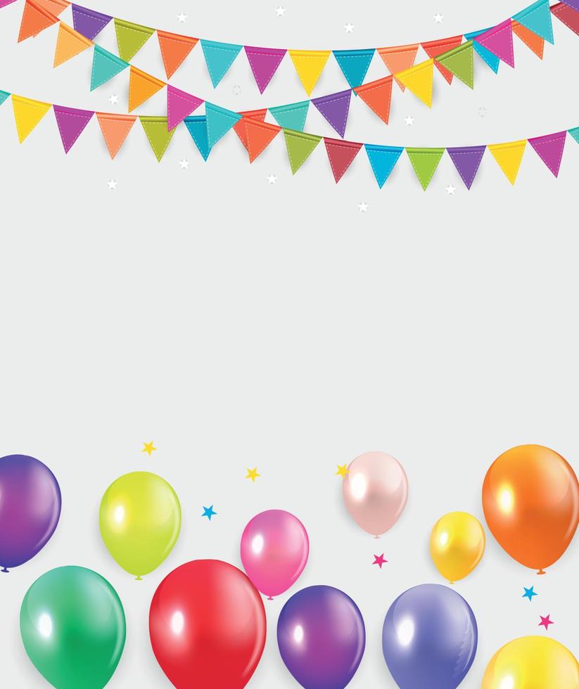 Glossy Happy Birthday Balloons Background Vector Illustration