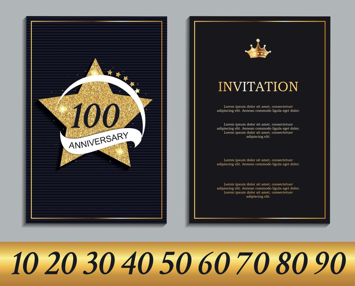 Luxury Template  Logo Set of Anniversary Celebration Invitation Vector Illustration