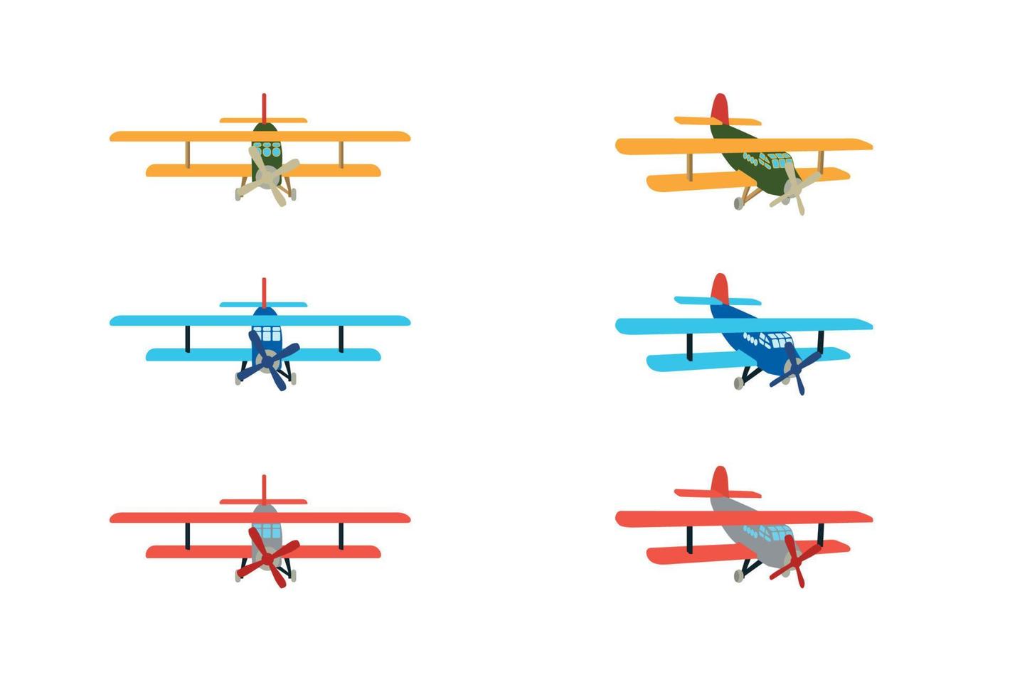 conjunto de modelo de color de un avión antiguo. aislado sobre fondo blanco. ilustración vectorial vector