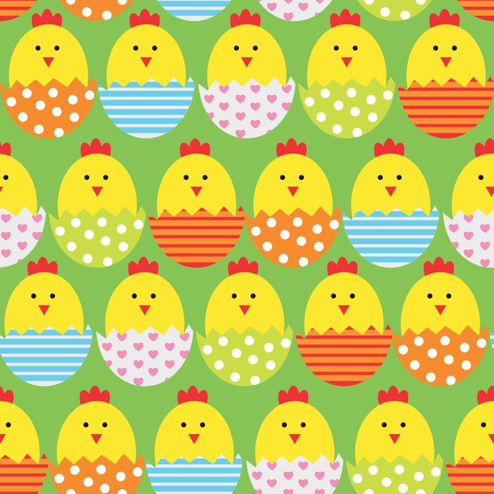 Easter Egg and Chicken Seamless Pattern Background Vector Illustration