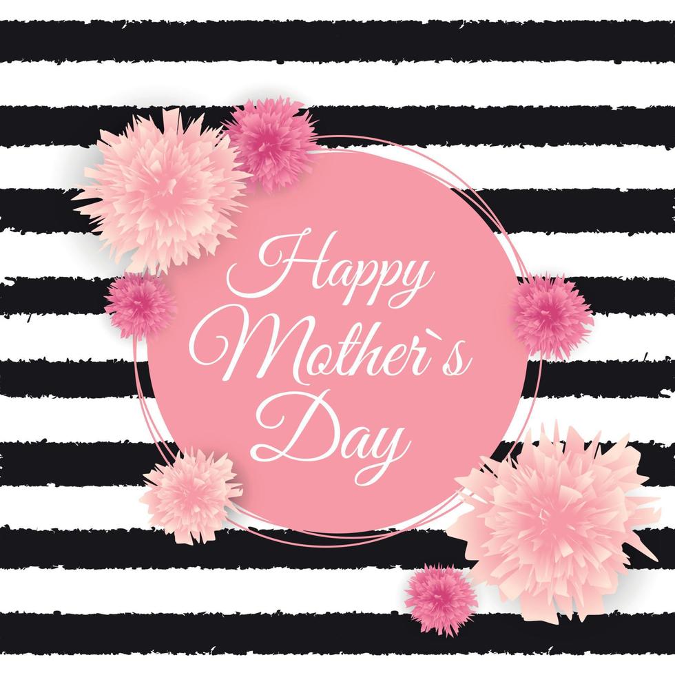 Happy Mother Day Cute Background with Flowers. Vector Illustration