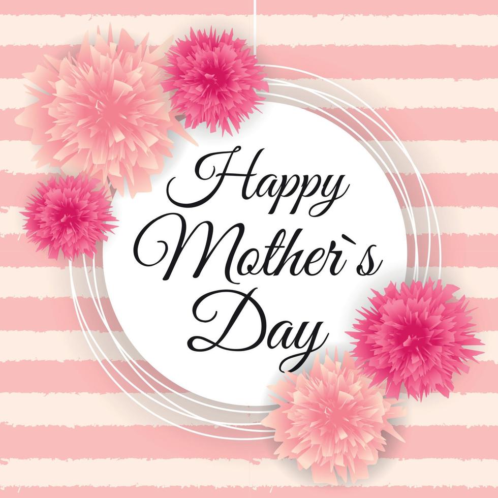 Happy Mother Day Cute Background with Flowers. Vector Illustration