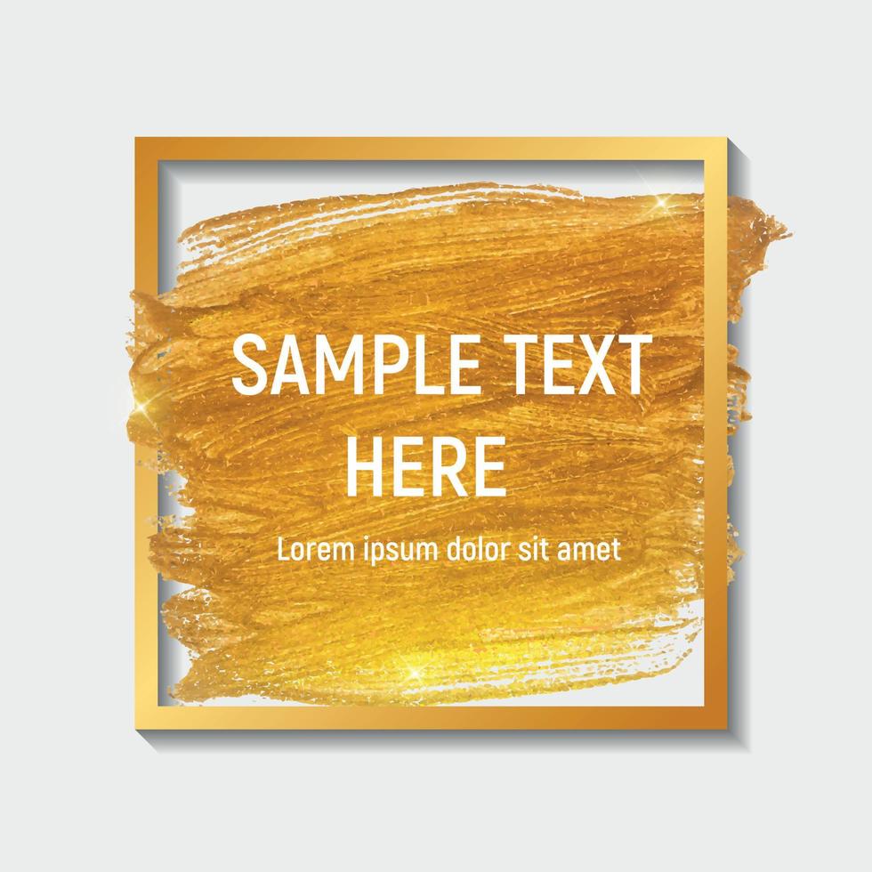 Pintura dorada brillante arte texturizado con marco y texto de muestra ilustración vectorial vector