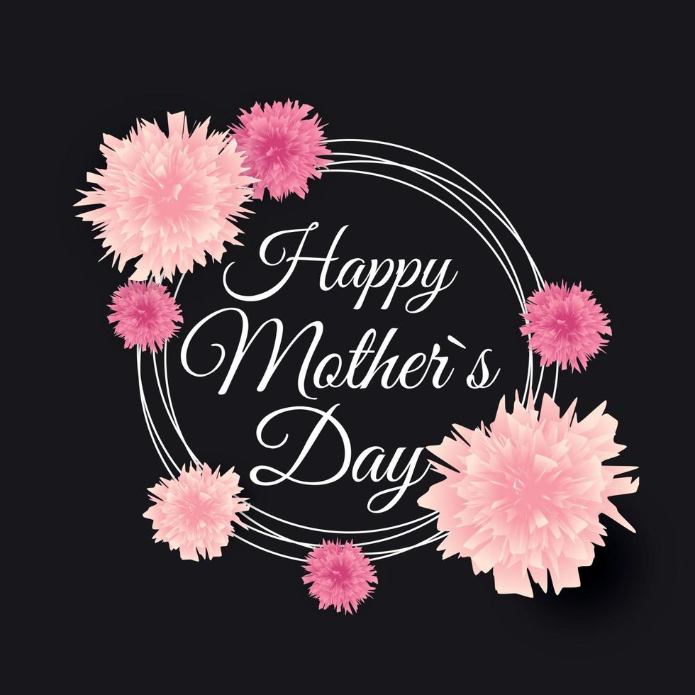 Happy Mother Day Cute Background with Flowers. Vector Illustration