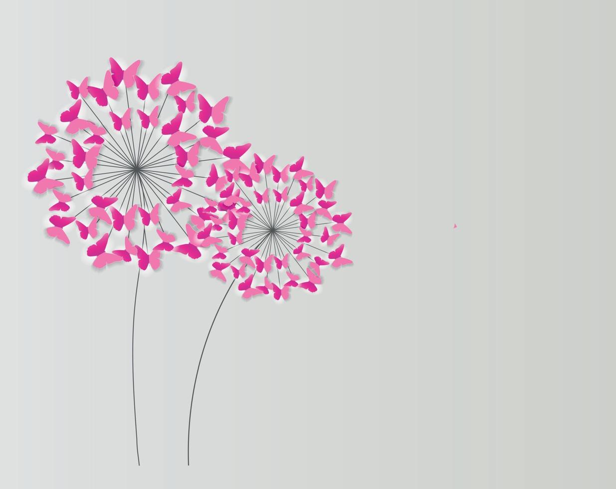 Abstract Paper Cut Out Butterfly Flower Background. Vector Illustration