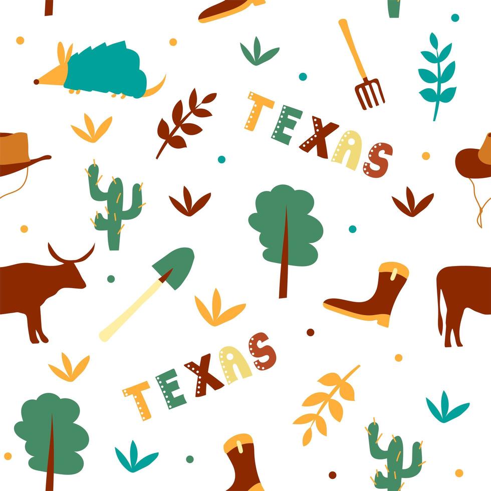 colección usa. ilustración vectorial del tema de texas. símbolos de estado vector