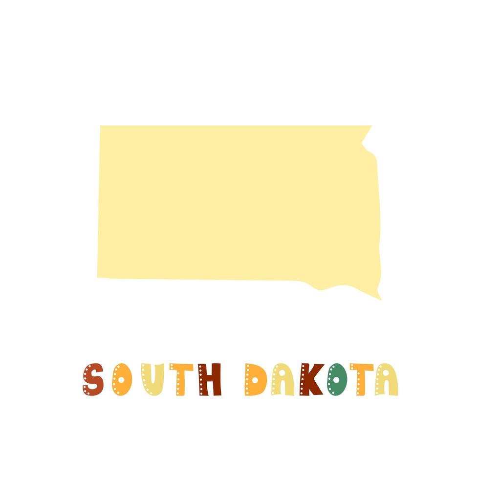 colección usa. mapa de dakota del sur - silueta amarilla vector