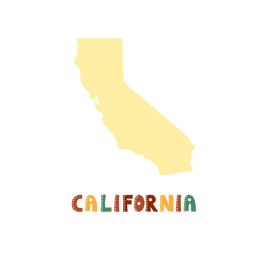 colección usa. mapa de california - silueta amarilla vector