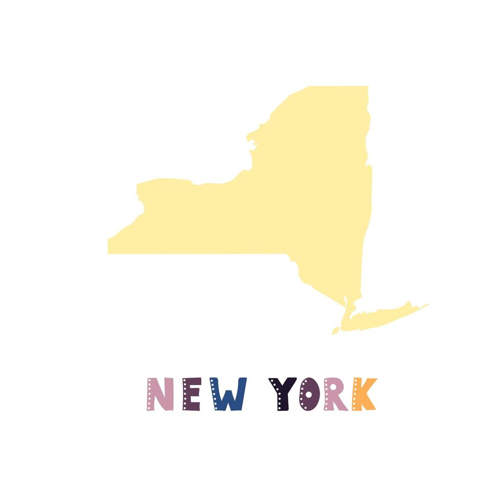 colección usa. mapa de nueva york - silueta amarilla vector