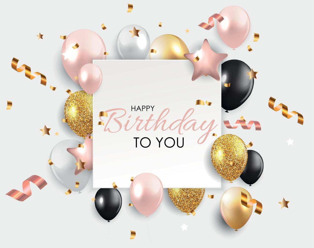 Glossy Happy Birthday Balloons Background Vector Illustration