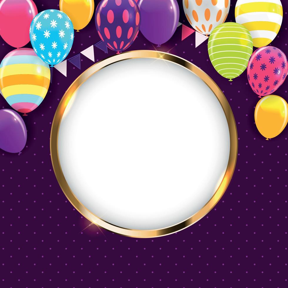 Glossy Happy Birthday Balloons Background Vector Illustration