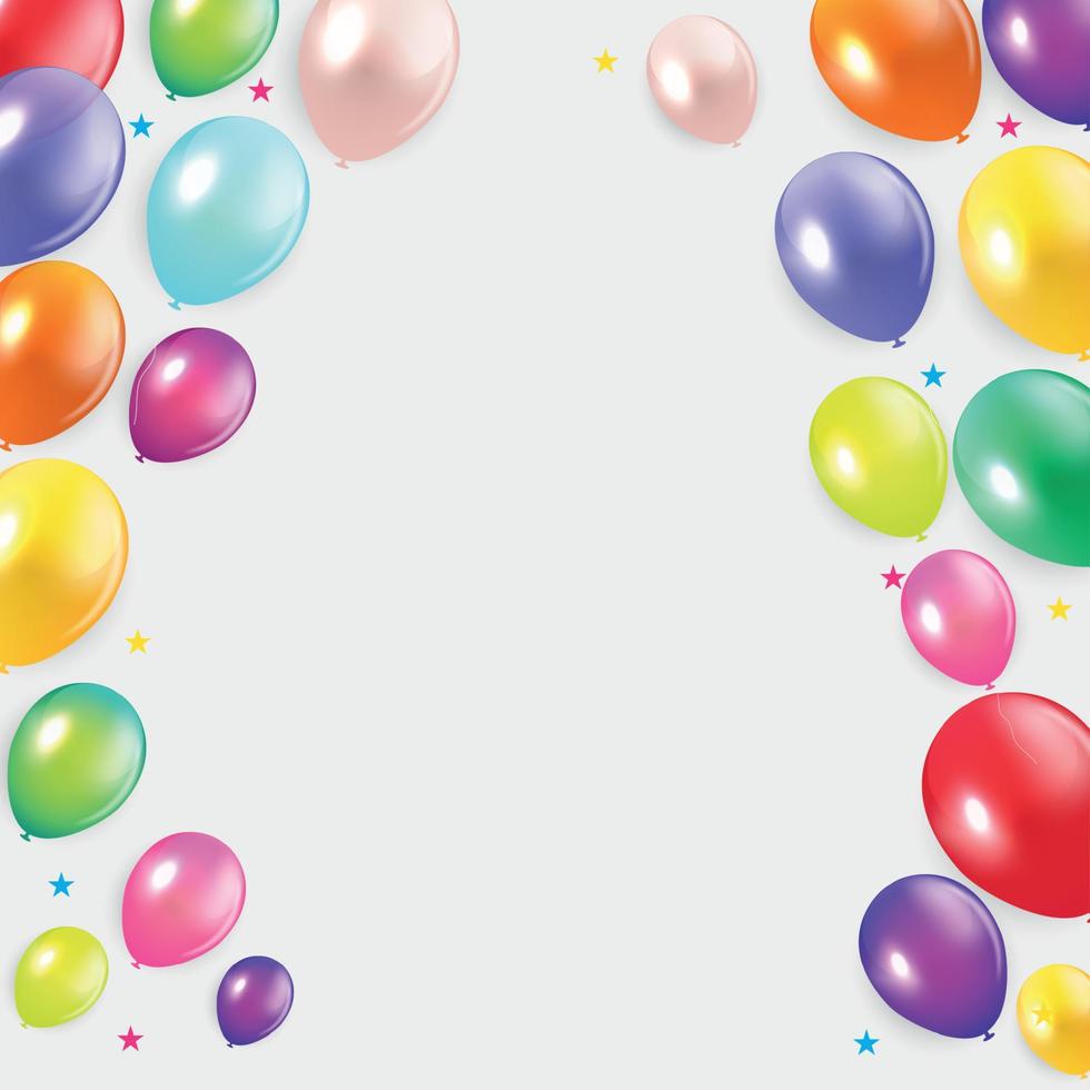 Ilustración de vector de fondo de globos de feliz cumpleaños brillante