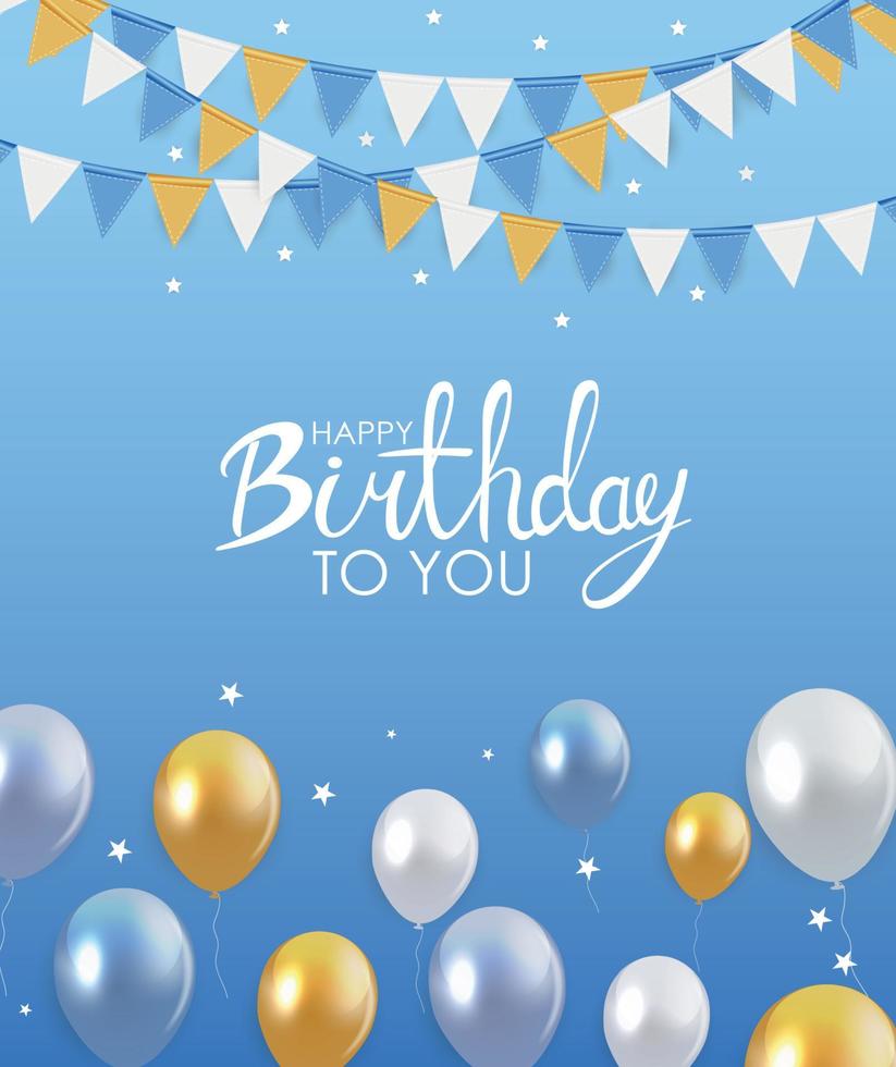 Glossy Happy Birthday Balloons Background Vector Illustration