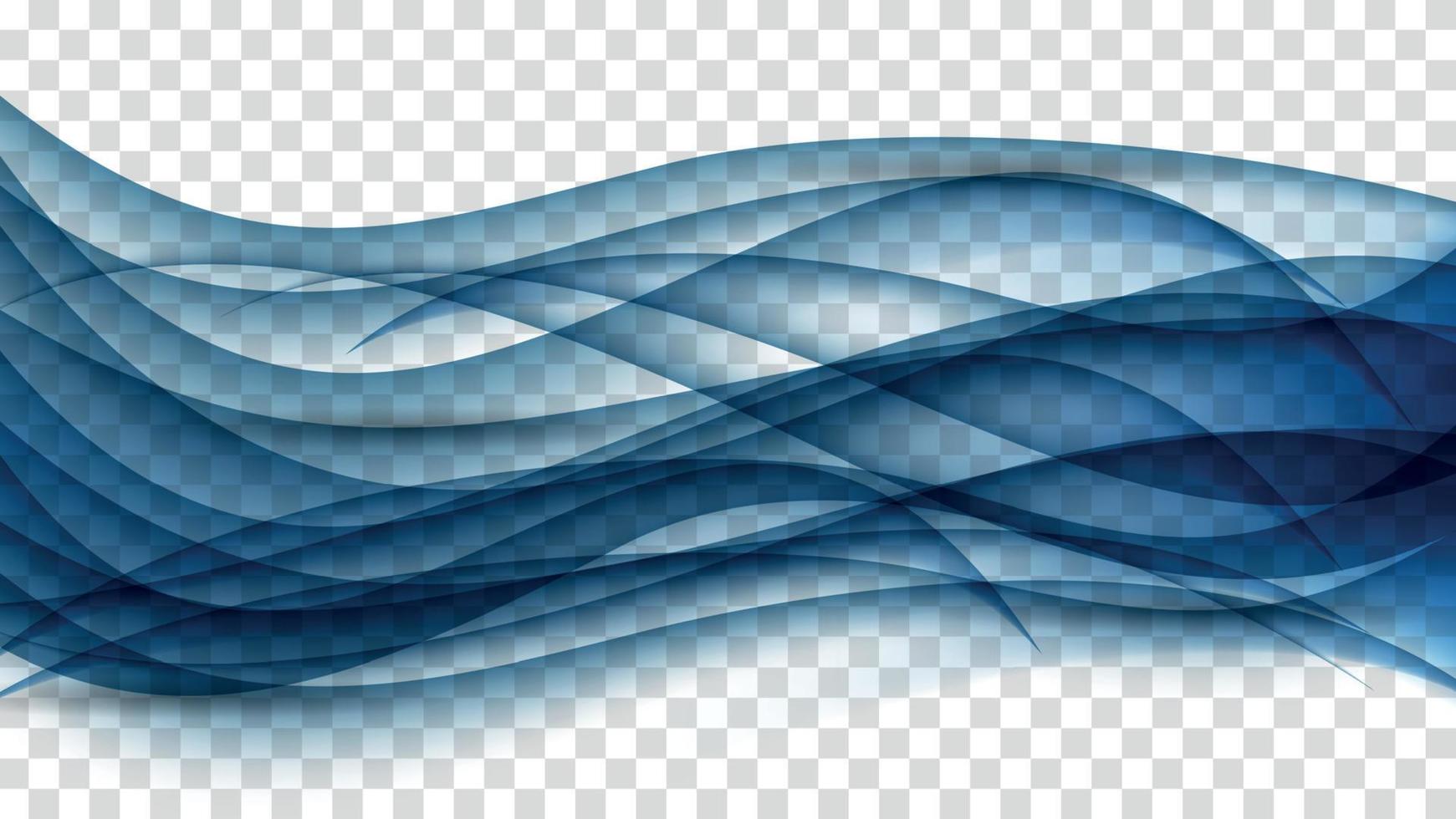 Abstract Blue Wave Set on Transparent  Background. Vector Illustration