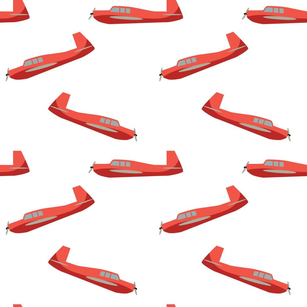 Color model of an old airplane flying in the sky. Seamless pattern. Vector illustration