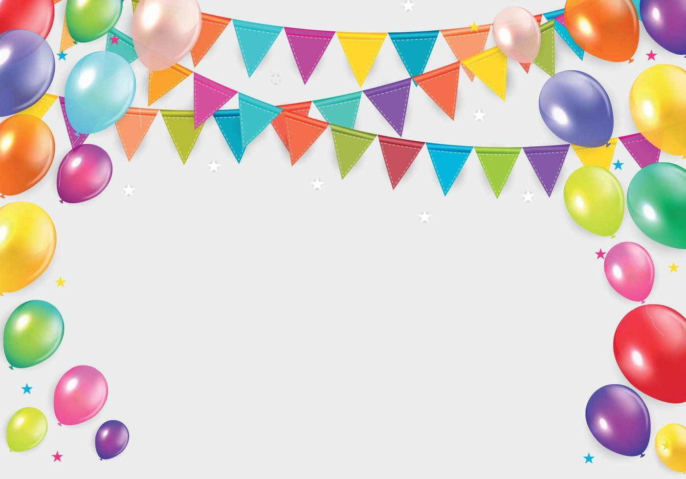 Glossy Happy Birthday Balloons Background Vector Illustration