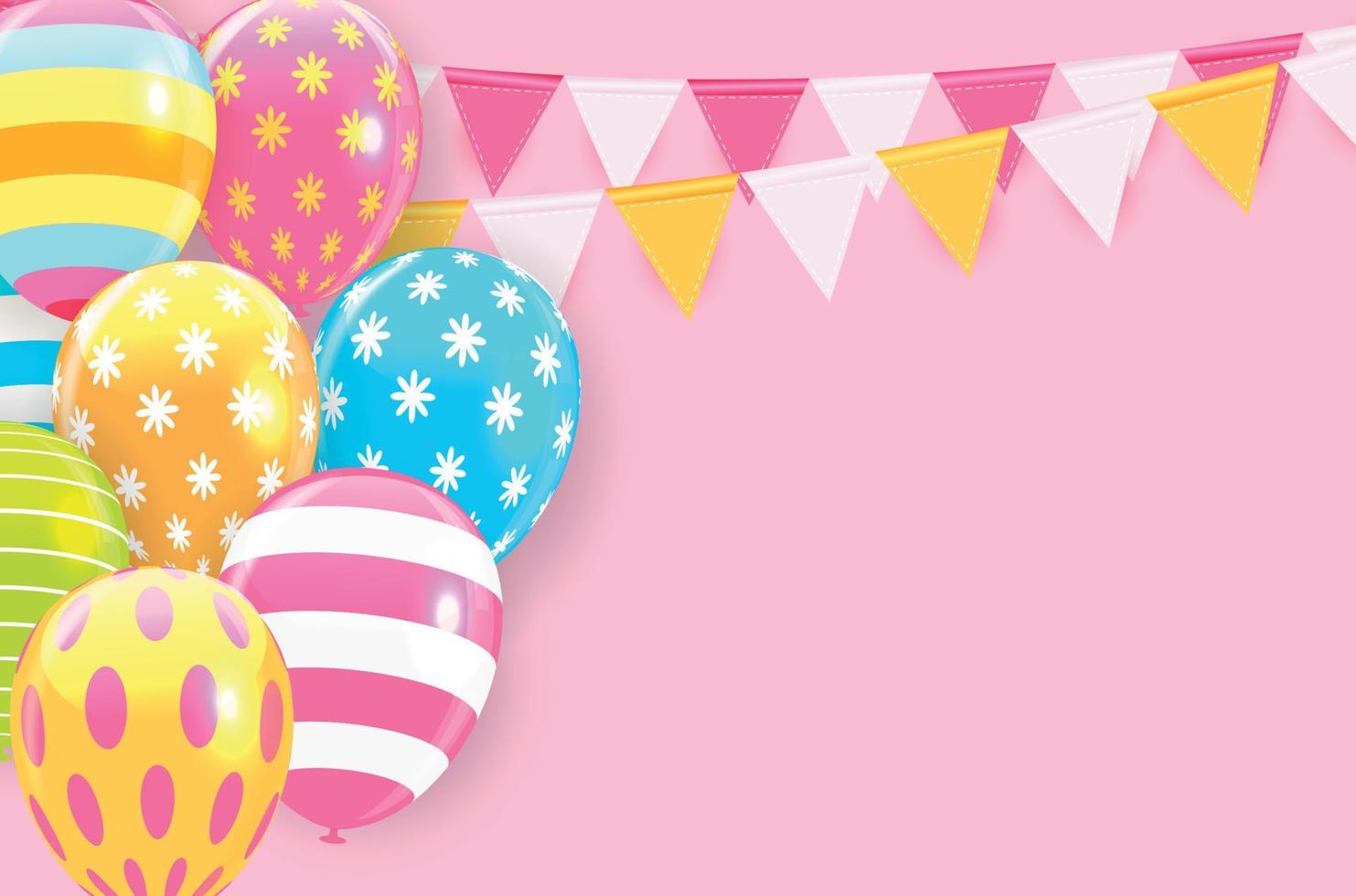 Glossy Happy Birthday Balloons Background Vector Illustration