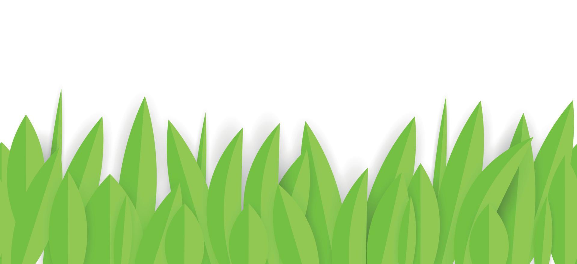 Green paper grass horizontal seamless border design. Vector