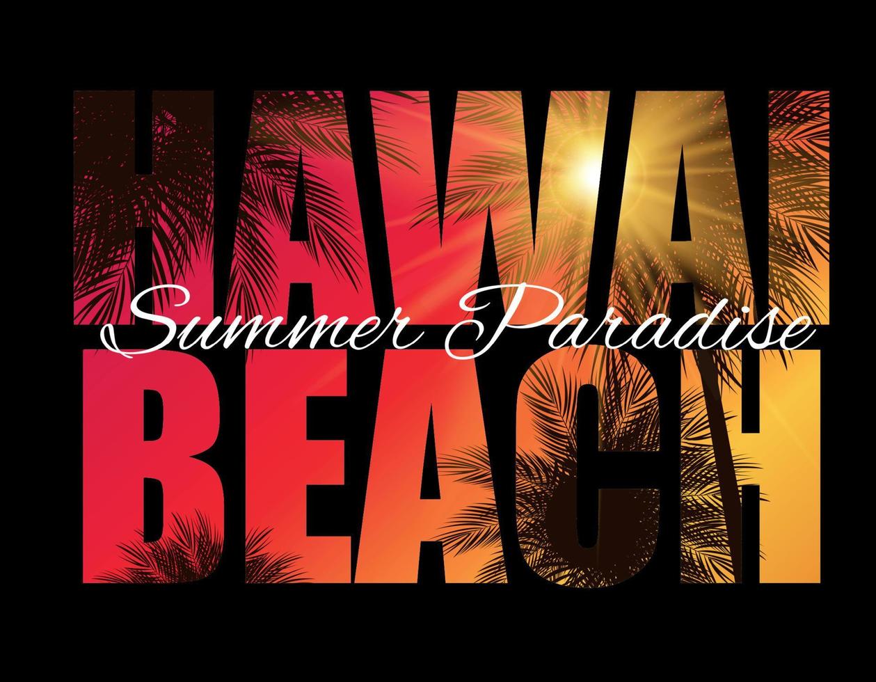 Hawai Beach Summer Paradise Abstract Palm Background. Vector Illustration