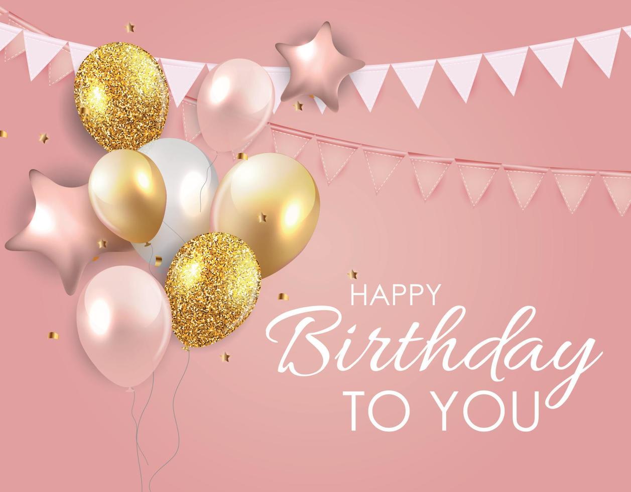 Glossy Happy Birthday Balloons Background Vector Illustration