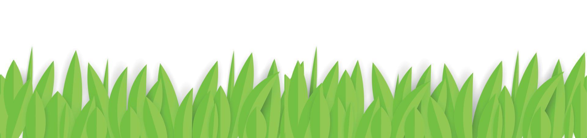 Green paper grass horizontal seamless border design. Vector Illustration