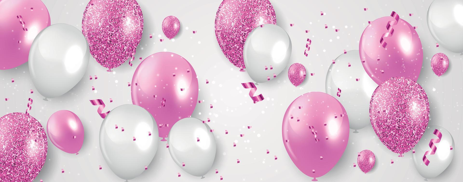 Glossy Happy Birthday Balloons Background Vector Illustration