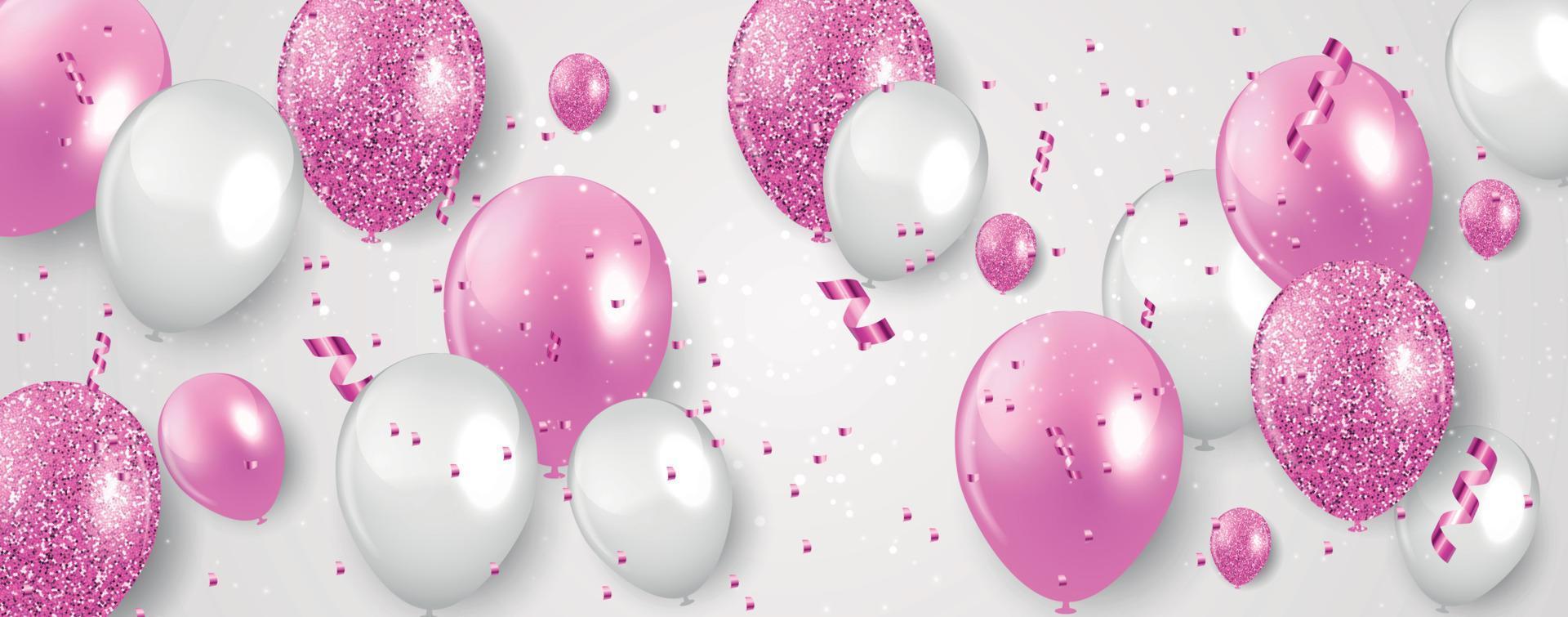 Glossy Happy Birthday Balloons Background Vector Illustration