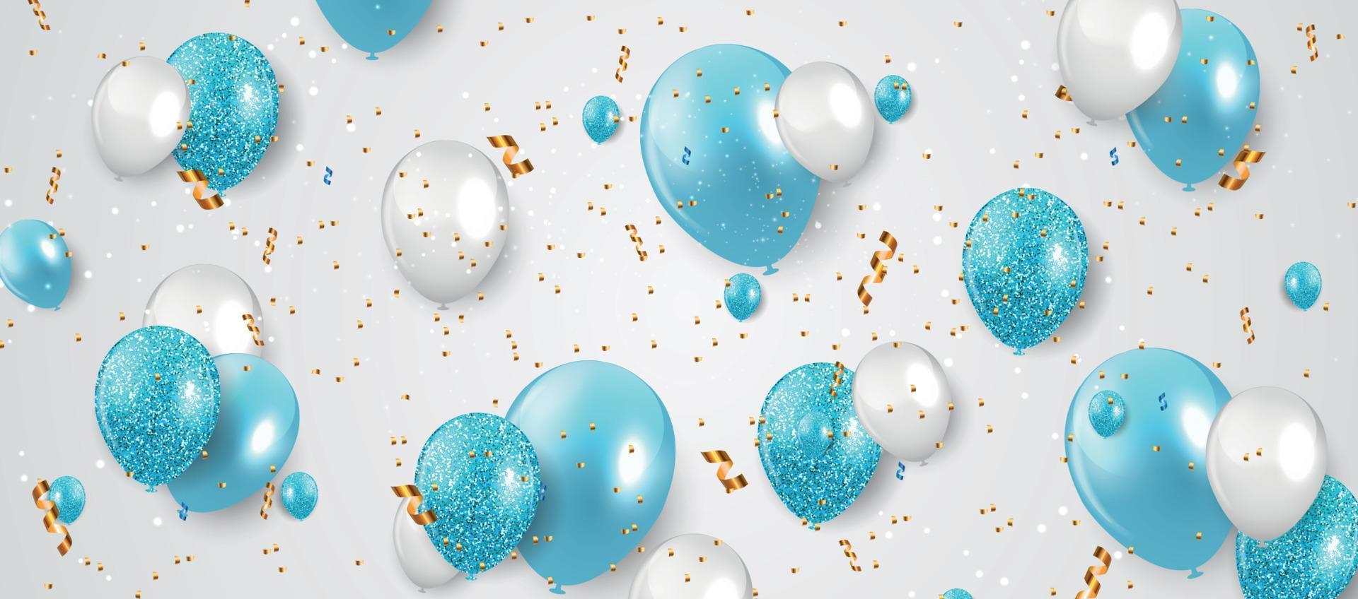 Glossy Happy Birthday Balloons Background Vector Illustration