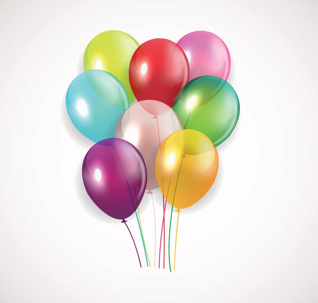 Glossy Happy Birthday Balloons Background Vector Illustration