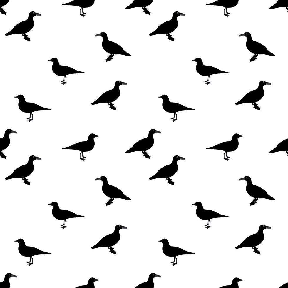 Silhouette of Water Duck on white background. Seamless Pattern. Vector Illustration