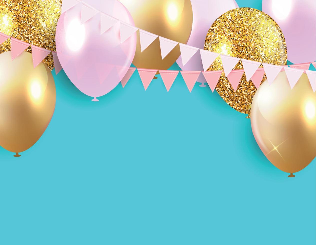 Glossy Happy Birthday Balloons Background Vector Illustration