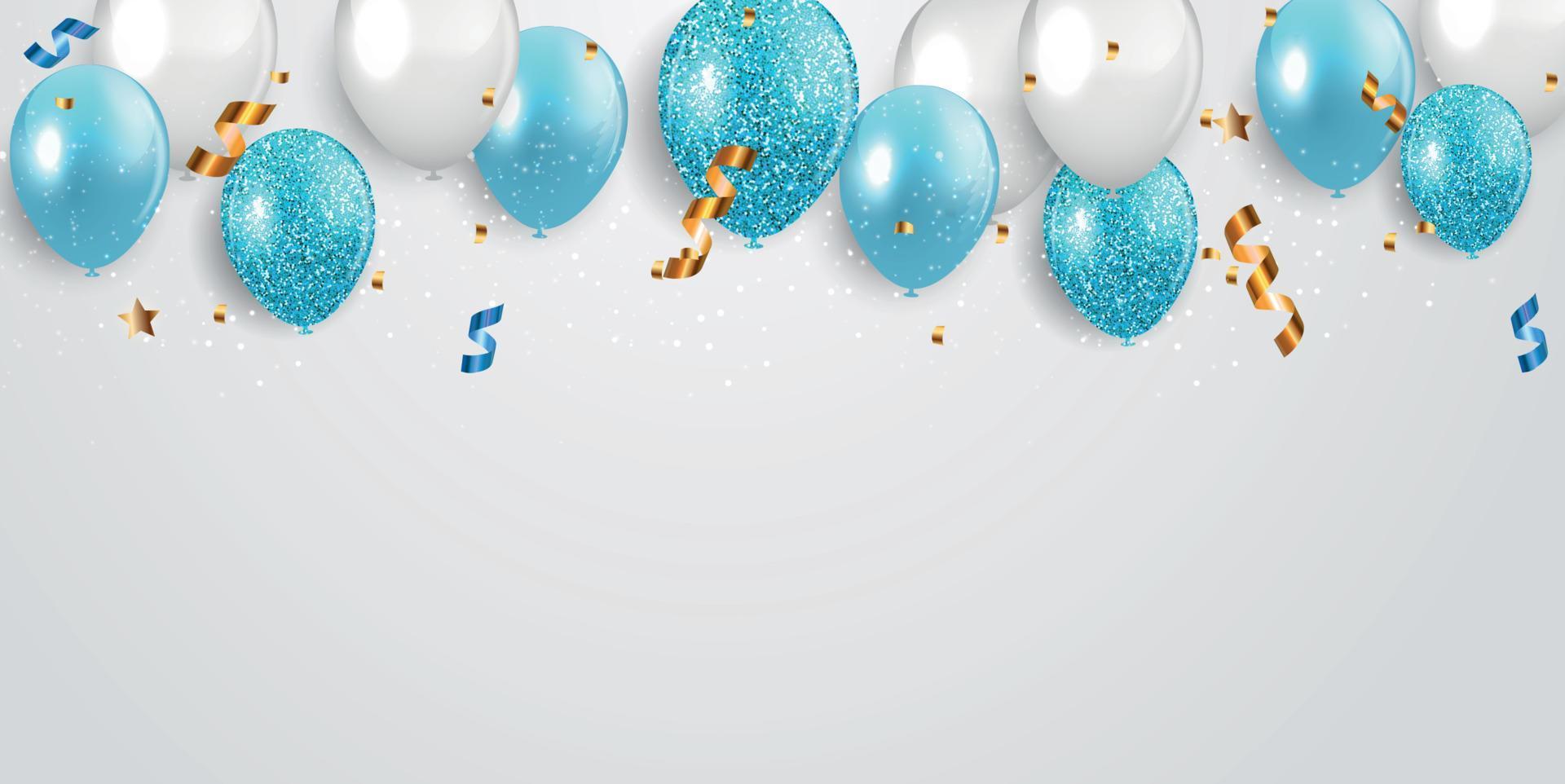 Glossy Happy Birthday Balloons Background Vector Illustration