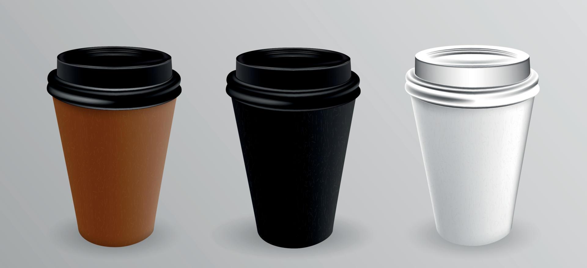 White and black paper cup for hot. Vector Illustration