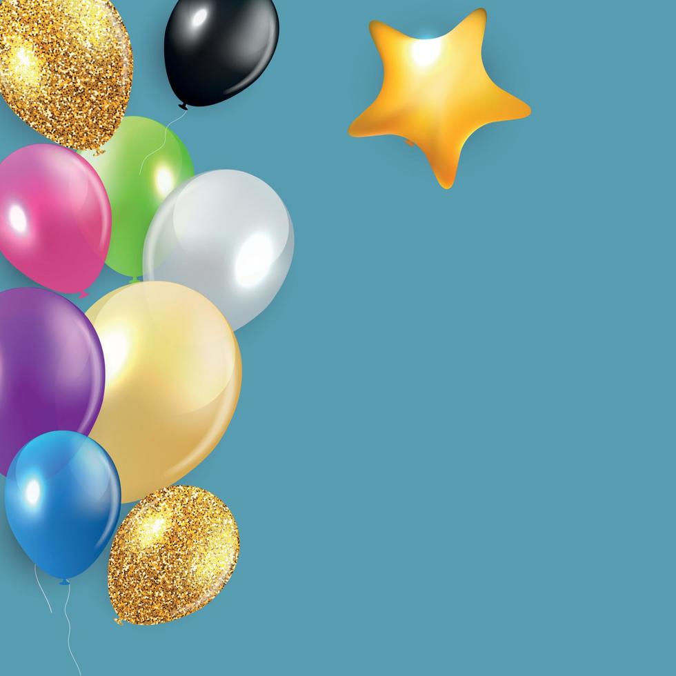 Glossy Happy Birthday Balloons Background Vector Illustration