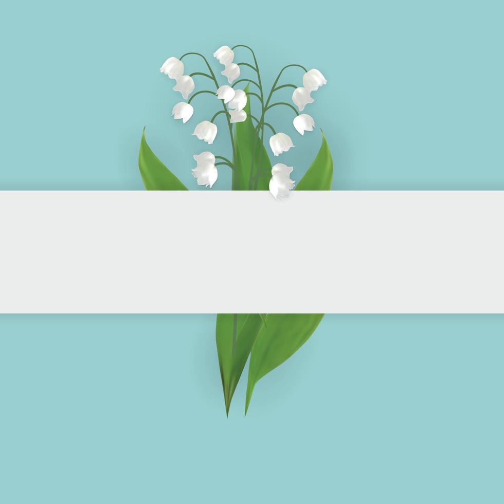 Colorful naturalistic blooming lily of the valley backgroud. Vector Illustration