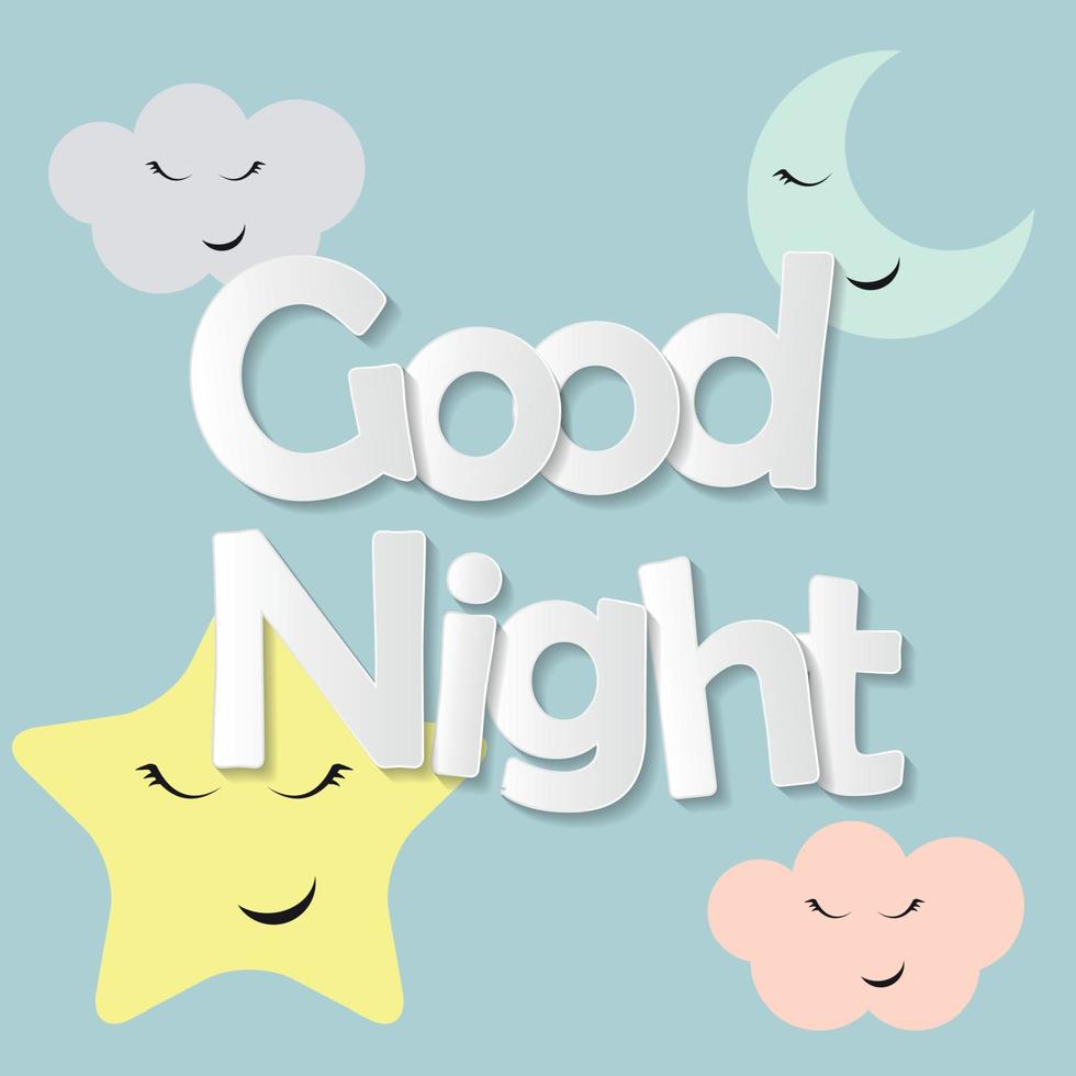 Cute Good Night kids Background Vector Illustration