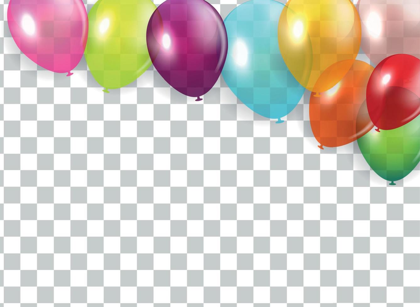 Glossy Happy Birthday Concept with Balloons isolated on transparent background. Vector Illustration