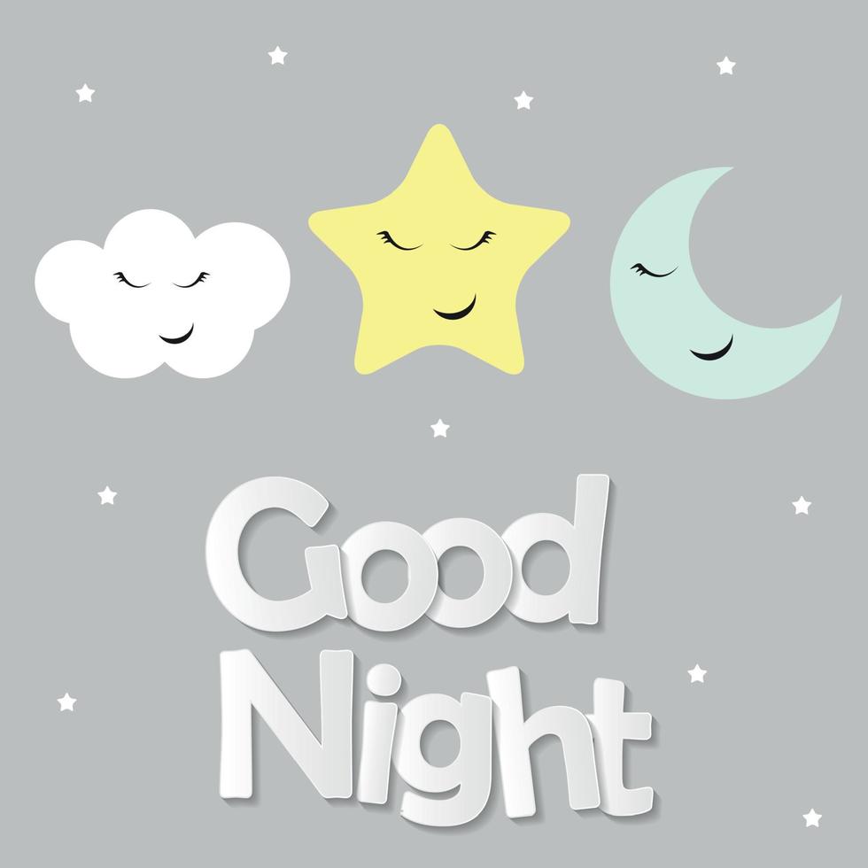 lindo, buenas noches, niños, plano de fondo, vector, ilustración vector