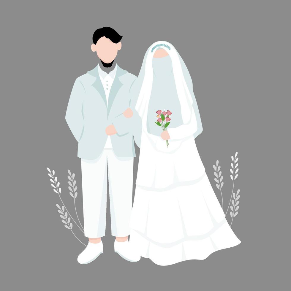 ilustración de personaje de boda musulmana para invitación en línea vector