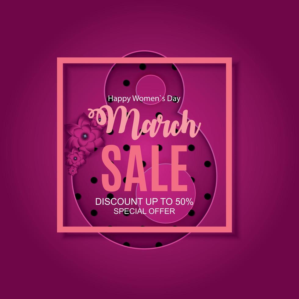 Womens Day, 8 March Sale  Spring design with Flower. Vector  Illustration