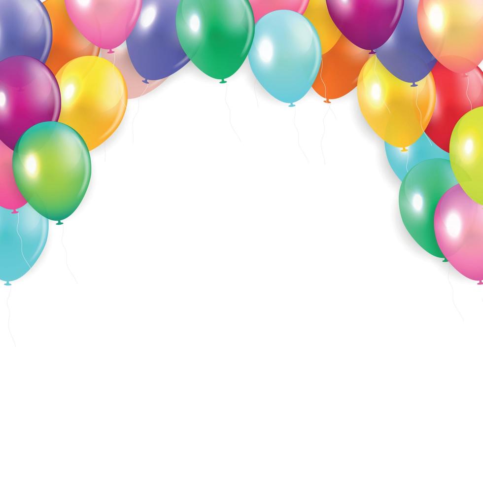 Glossy Happy Birthday Balloons Background Vector Illustration